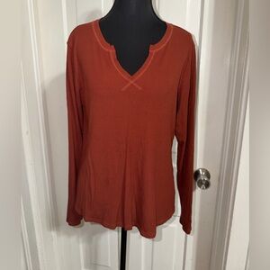 Women's‎ AKEWEI plus size 2X shirt, Women's Terracotta Long Sleeve Top